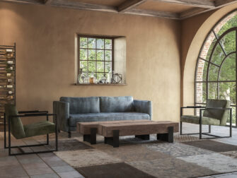 blauwe leren bank aragon