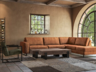 cognac leren hoekbank