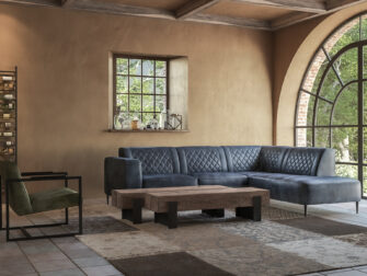 leren hoekbank blauw