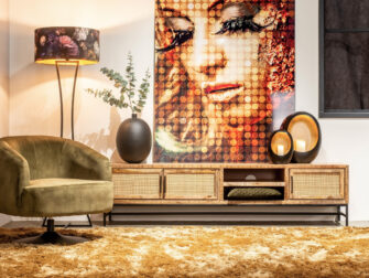 tv-meubel van mangohout met stalen frame