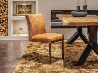 cognac lederen eetkamerstoel industrieel