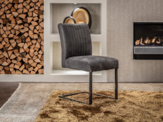 grijze retro eetkamerstoel stof