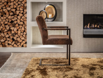 bruine stoffen eetkamerstoel industrieel