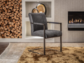 stoere eetkamerstoel in grijze stof