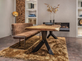 robuuste lederen eetkamerbank