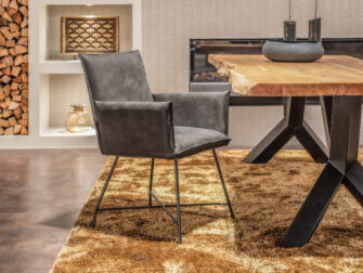 brede eetkamerstoel leren bekleding