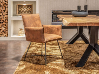 cognac lederen eetkamerstoel