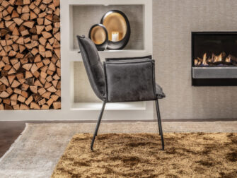 grijze lederen eetkamerstoelen