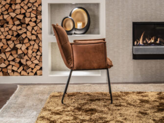 brede cognac leren kuipstoel