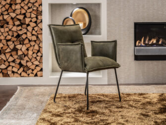 groene lederen eetkamerstoel industrieel