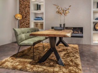 voorraad eetkamerbank groen leer