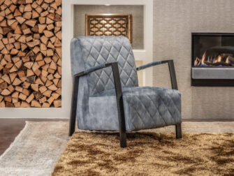 blauwe fauteuil zeer comfortabel