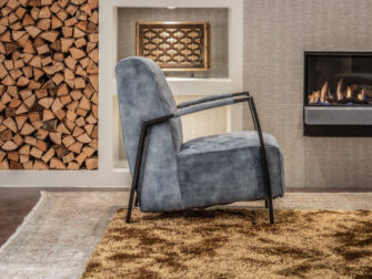 industriële fauteuil met zwart onderstel