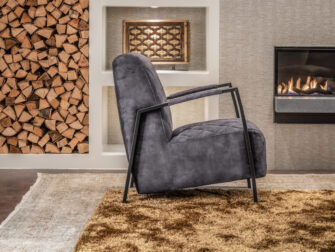 industriële fauteuil met grijze stof