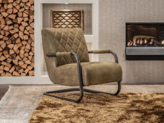 industrieel leren groene fauteuil