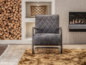 klassieke fauteuil met antraciet leer