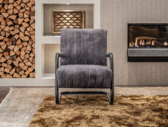 antraciet stoel met stalen frame