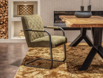 groene leren industriële eetkamerstoel