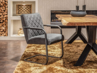 grijze industriële eetkamerstoel