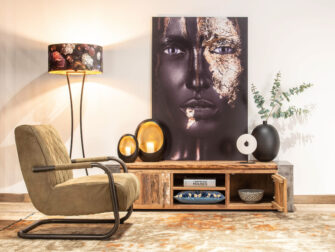 industrieel tv-meubel van oud recyclet teak