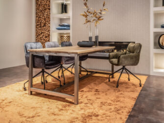 teak houten eettafel stalen poten