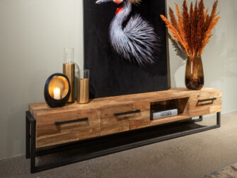 industrieel TV-meubel met laden en open vak