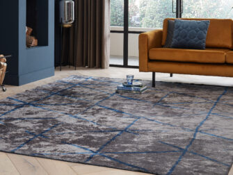 warm blauw vloerkleed bamboe Radisson - maat 200x290cm