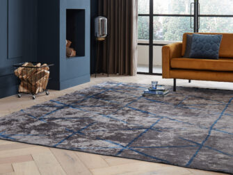 warm blauw vloerkleed bamboe Radisson - maat 240x340cm