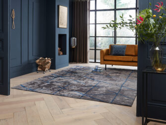 warm blauw vloerkleed bamboe Radisson - maat 200x290cm