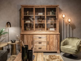 landelijke grote vitrinekast teak