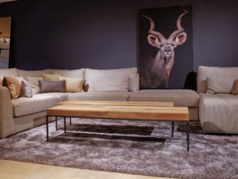 teak houten koffietafel stalen frame