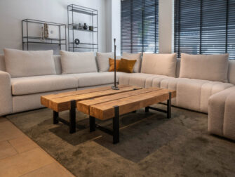 industriële salontafel van teakhout