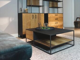 Salontafel met hout en staal