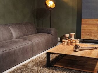 teak salontafel stalen frame