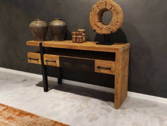 industriële teak side table