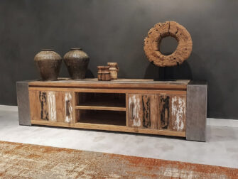industrieel tv-meubel oud teak