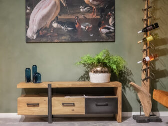 tv-meubel zwarte stalen lade