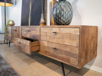 robuust lang tv-meubel van oud teakhout