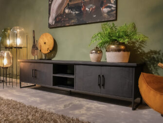zwart stelen tv meubel