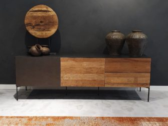 Industrieel tv meubel hout en staal