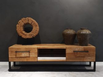 tv meubel hout en staal