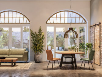 industriele ronde eiken tafel