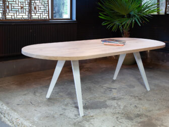 massieve eiken eetkamertafel stalen poten