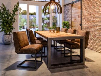 eiken tafel stalen onderstel