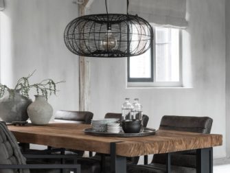 industriele teak tafel