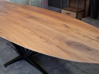 massieve eiken eetkamertafel stalen poten