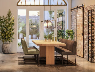 eettafel met eetbankje