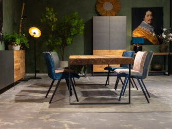 dikke teak eetkamertafel