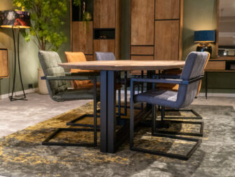 industriële eiken eettafel ovaal verjongd