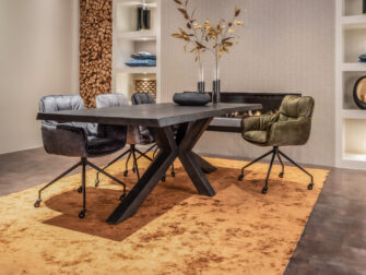 industriële eetkamertafel stalen poot acacia hout